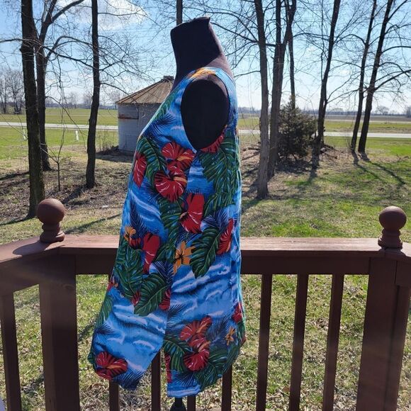 Gloria's Fashions Blue Womens Floral Tropical Print Sleeveless Summer Dress, M - Picture 10 of 15